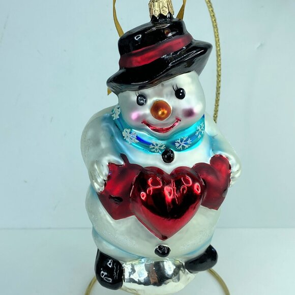 Christopher Radko Snowman Love You This Much Hearts Christmas Ornament 1999 NX15 - Picture 1 of 6